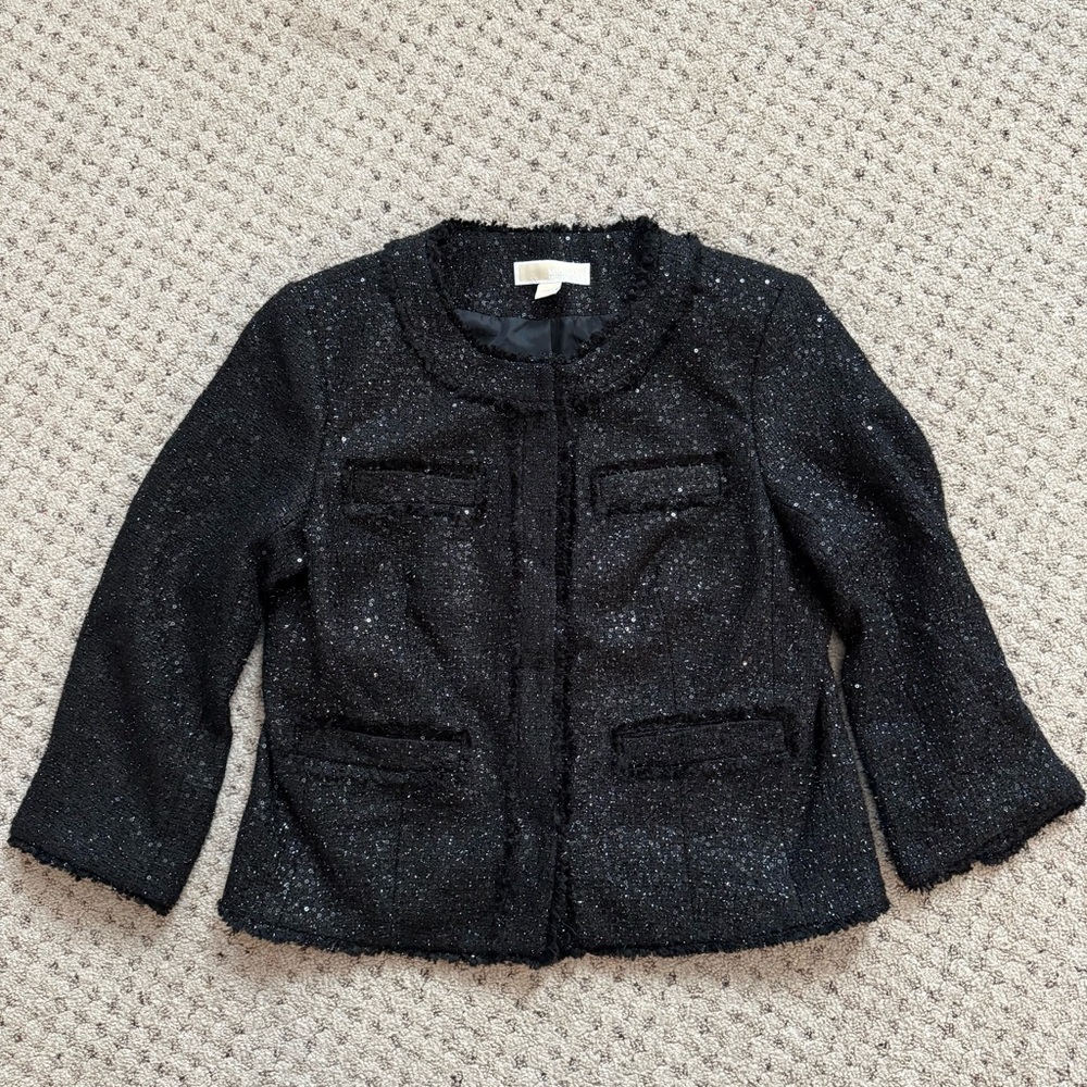Michael Kors black sequin tweed blazer jacket